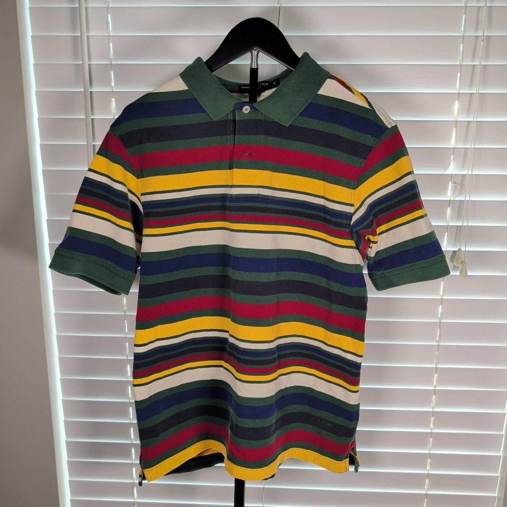 Daniel Cremieux Polo Shirt Mens M Multicolor Striped Short Sleeve Pique Exc
